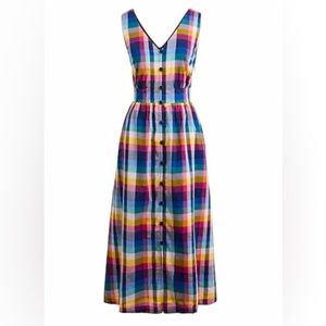 J.Crew plaid midi button up dress. Size 0.